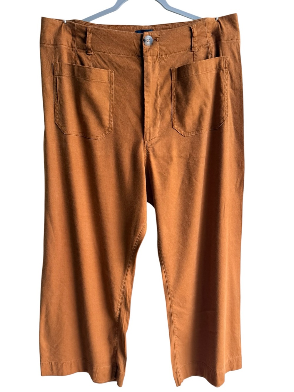 Maeve Colette Linen Blend orange cropped wide-leg pant. Sz 34